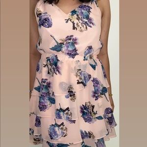 Soft Pink violet roses Dress